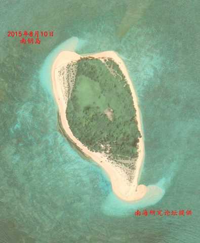 太平岛、中洲礁、南钥岛、鸿庥岛卫星图