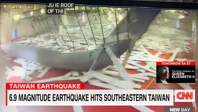 桃园运动中心天花板崩落上CNN　女主播吓到